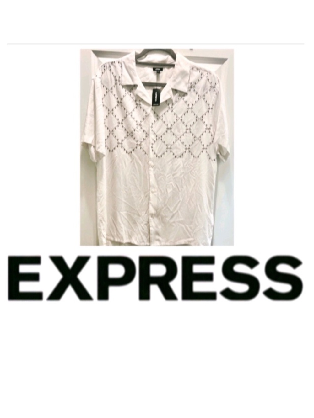 NWT Express embroidered short sleeve button down shirt